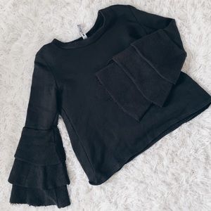 Gray Flare Sleeve Sweater